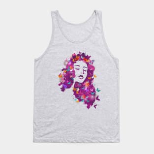 Woman Butterflies Hair Tank Top